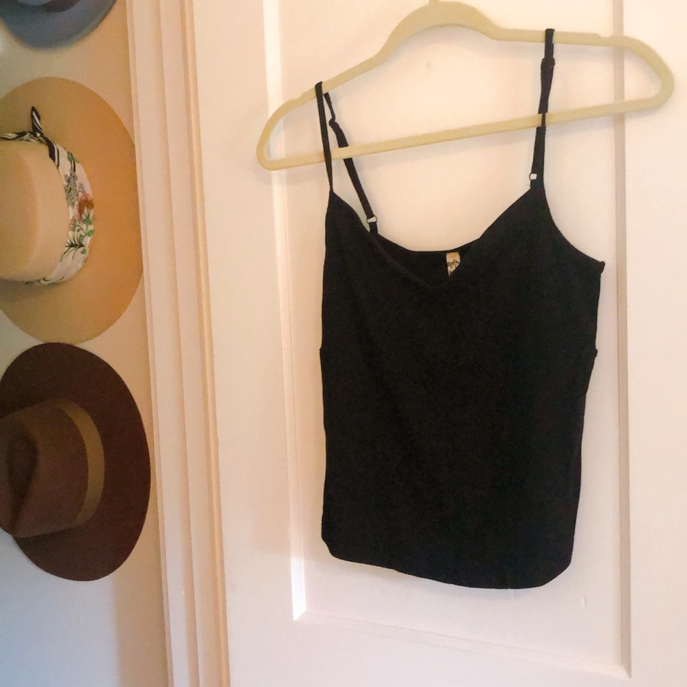 Free People black fitted tank top shirt